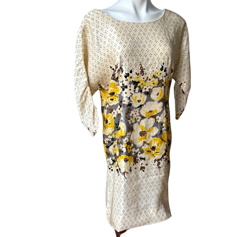 Anthropologie MEADOW RUE Plena Peppered Polka Dot Floral Yellow Shift Dress - Picture 6 of 15